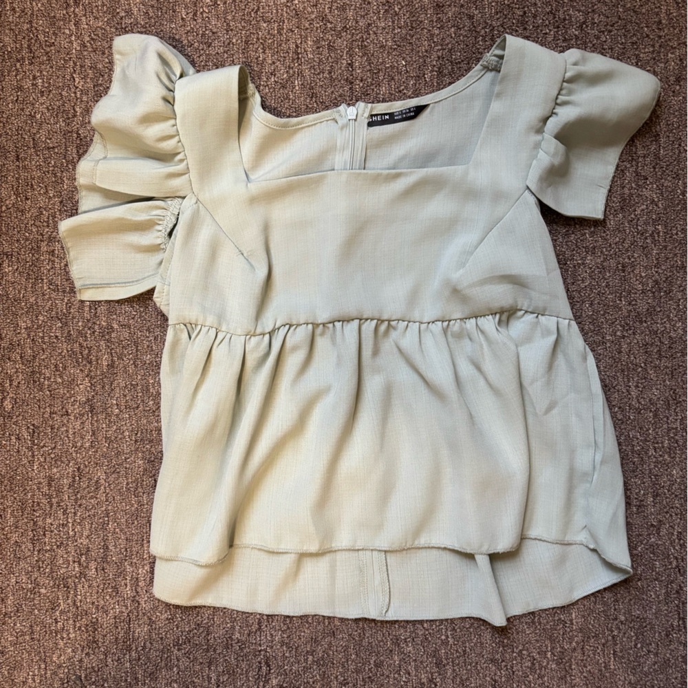 Sage green Ruffled blouse